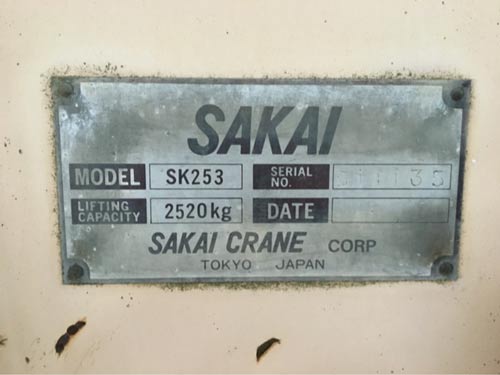Технические данные КМУ SAKAI SK25/3- бирка
